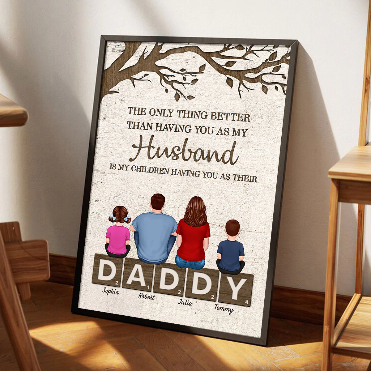 Dad Family Sitting On Text The Only Thing Personalized Poster, Father's Day gift - Image 4