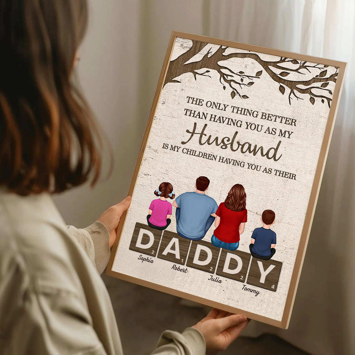 Dad Family Sitting On Text The Only Thing Personalized Poster, Father's Day gift - Image 7
