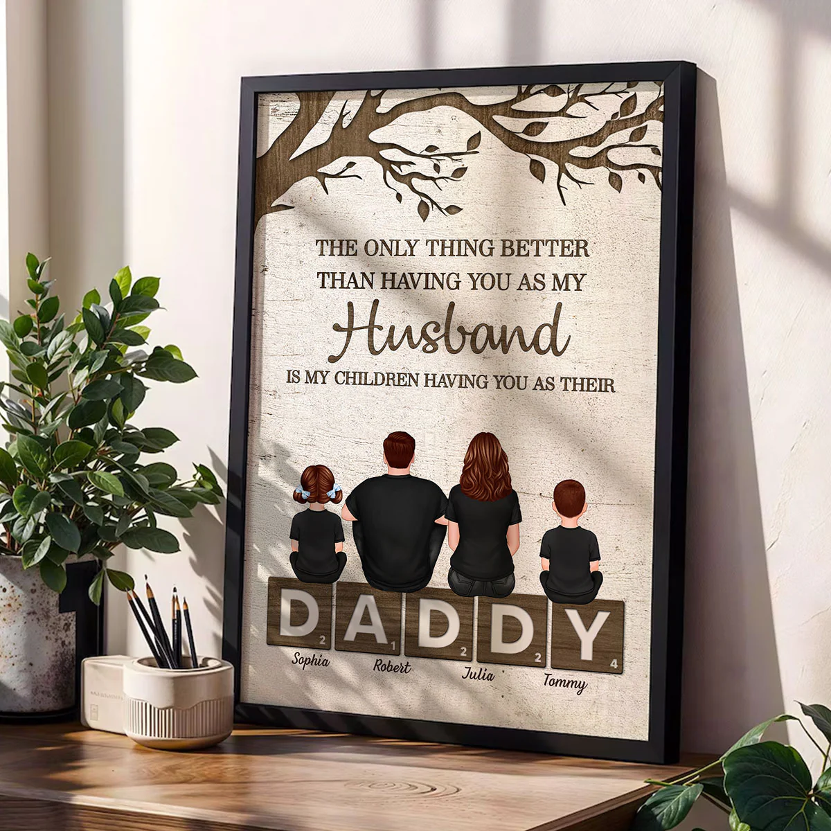 Dad Family Sitting On Text The Only Thing Personalized Poster, Father's Day gift - Image 8
