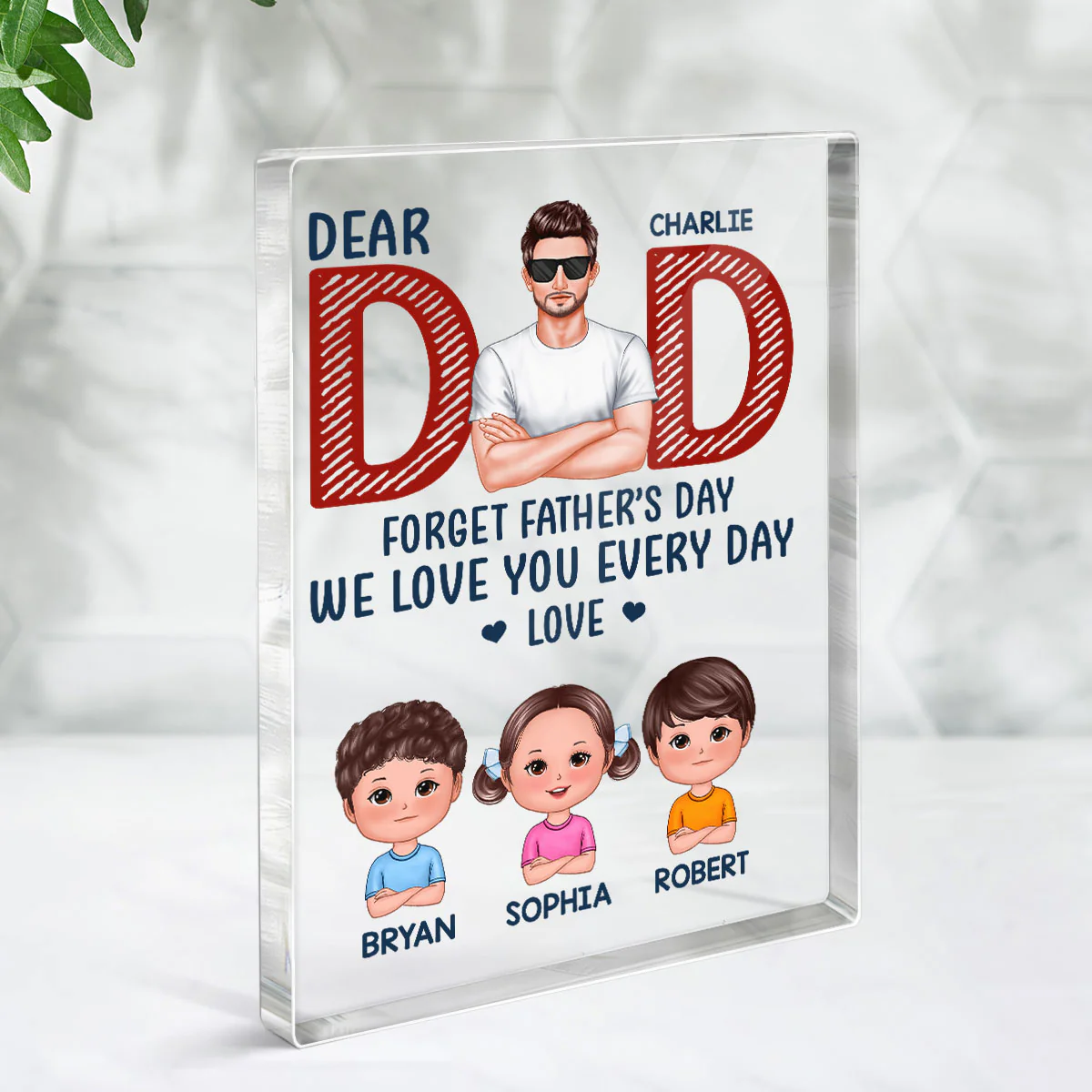 Dad Forget Father‘s day Personalized Rectangle Acrylic Block Plaque - Image 3