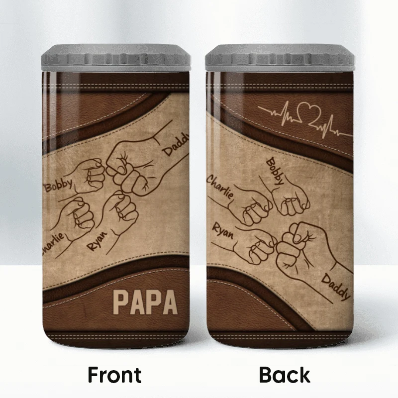 Dad Grandpa And Kids Fist Bump, Personalized Can Cooler, Gift For Him - Image 8