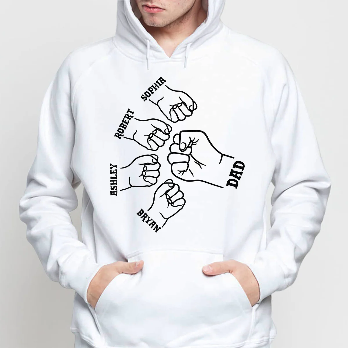 Dad Grandpa And Kids Hands Outline Personalized Shirt - Image 4