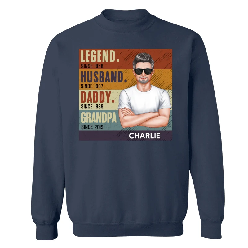 Dad Grandpa Crossed Arm Legend Retro Personalized Shirt - Image 15
