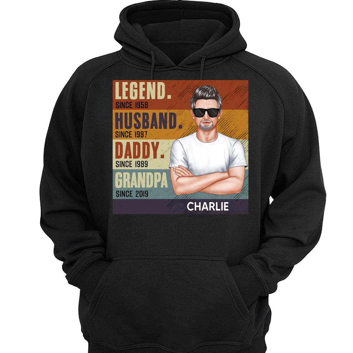 Dad Grandpa Crossed Arm Legend Retro Personalized Shirt - Image 3