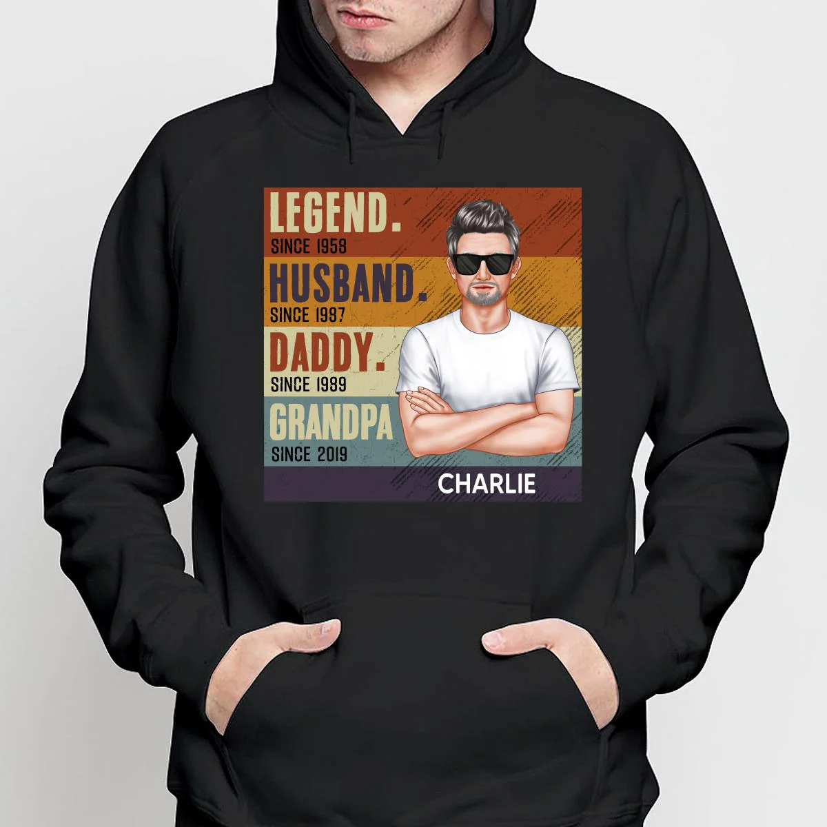 Dad Grandpa Crossed Arm Legend Retro Personalized Shirt - Image 4