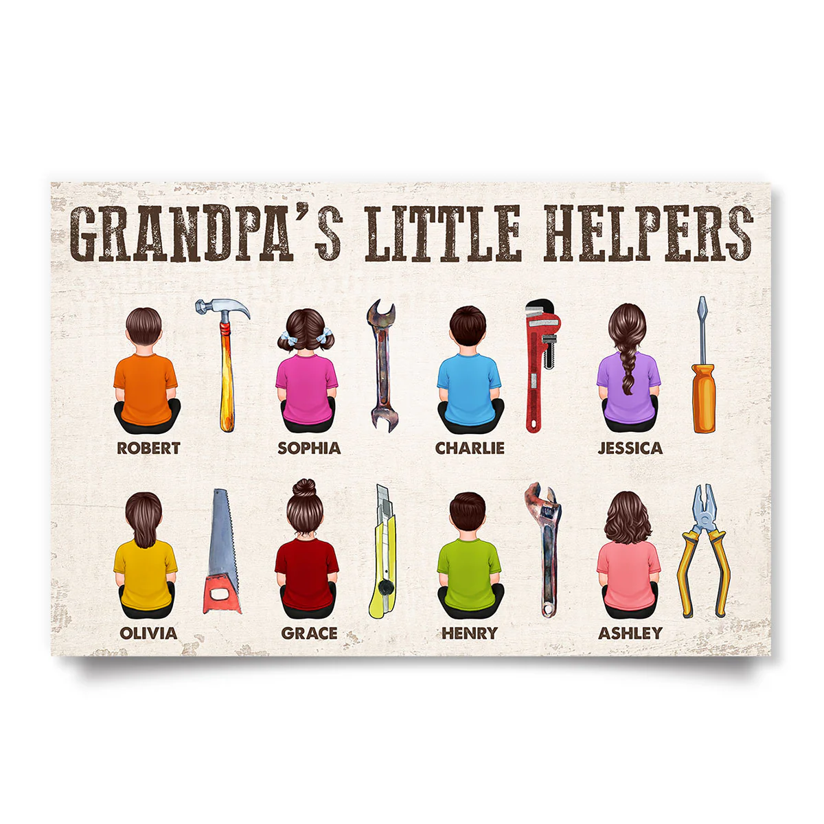 Dad Grandpa Dad Little Helpers Man Kids Dogs Cats Personalized Poster, Meaningful Father's Day Gift for Dad, Gift for Husband - Image 2