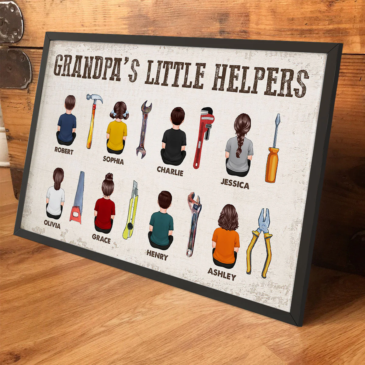 Dad Grandpa Dad Little Helpers Man Kids Dogs Cats Personalized Poster, Meaningful Father's Day Gift for Dad, Gift for Husband - Image 3
