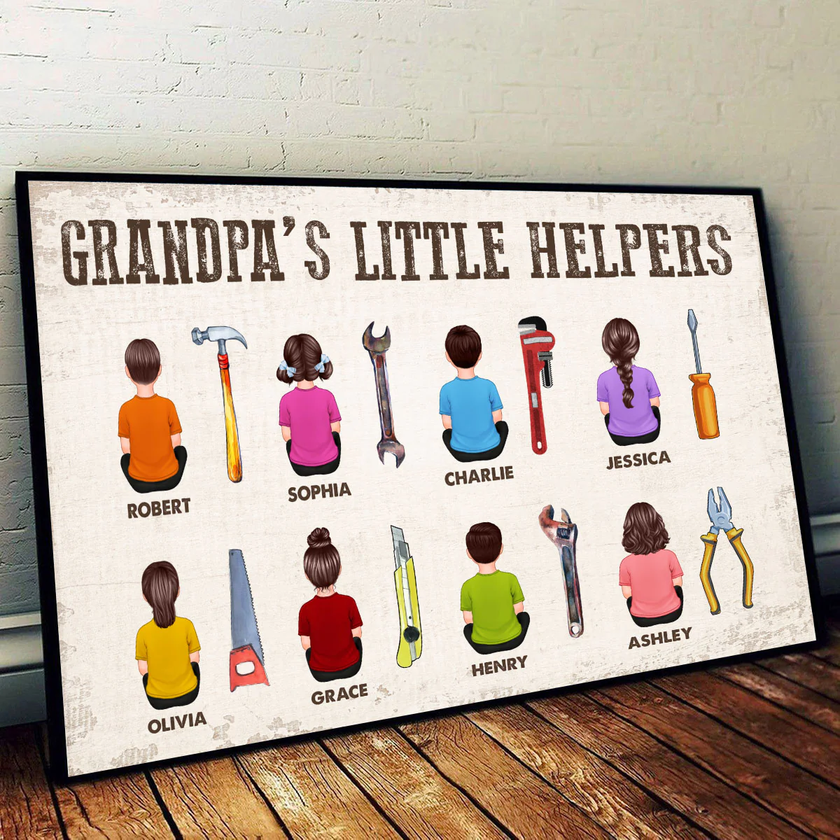 Dad Grandpa Dad Little Helpers Man Kids Dogs Cats Personalized Poster, Meaningful Father's Day Gift for Dad, Gift for Husband - Image 5