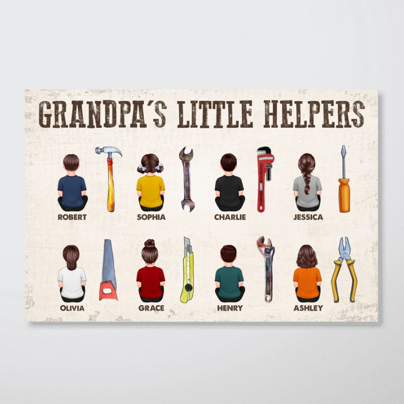 Dad Grandpa Dad Little Helpers Man Kids Dogs Cats Personalized Poster, Meaningful Father's Day Gift for Dad, Gift for Husband - Image 7