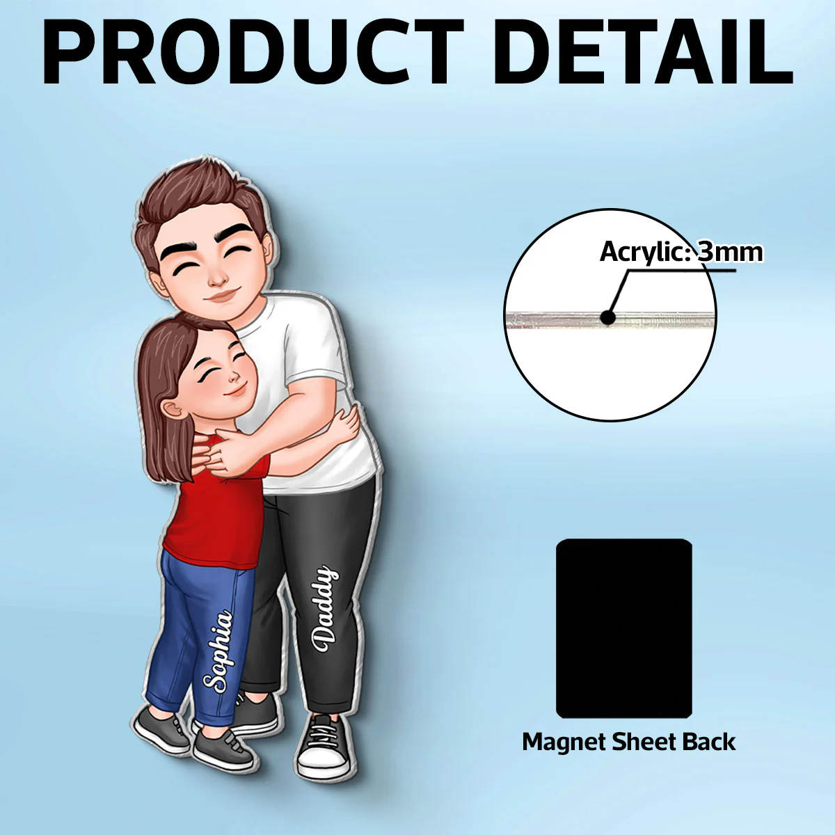 Dad Grandpa Embracing Kid - Personalized Acrylic Fridge Magnet - Heartfelt Father's Day Gift For Dad, Grandpa - Image 8