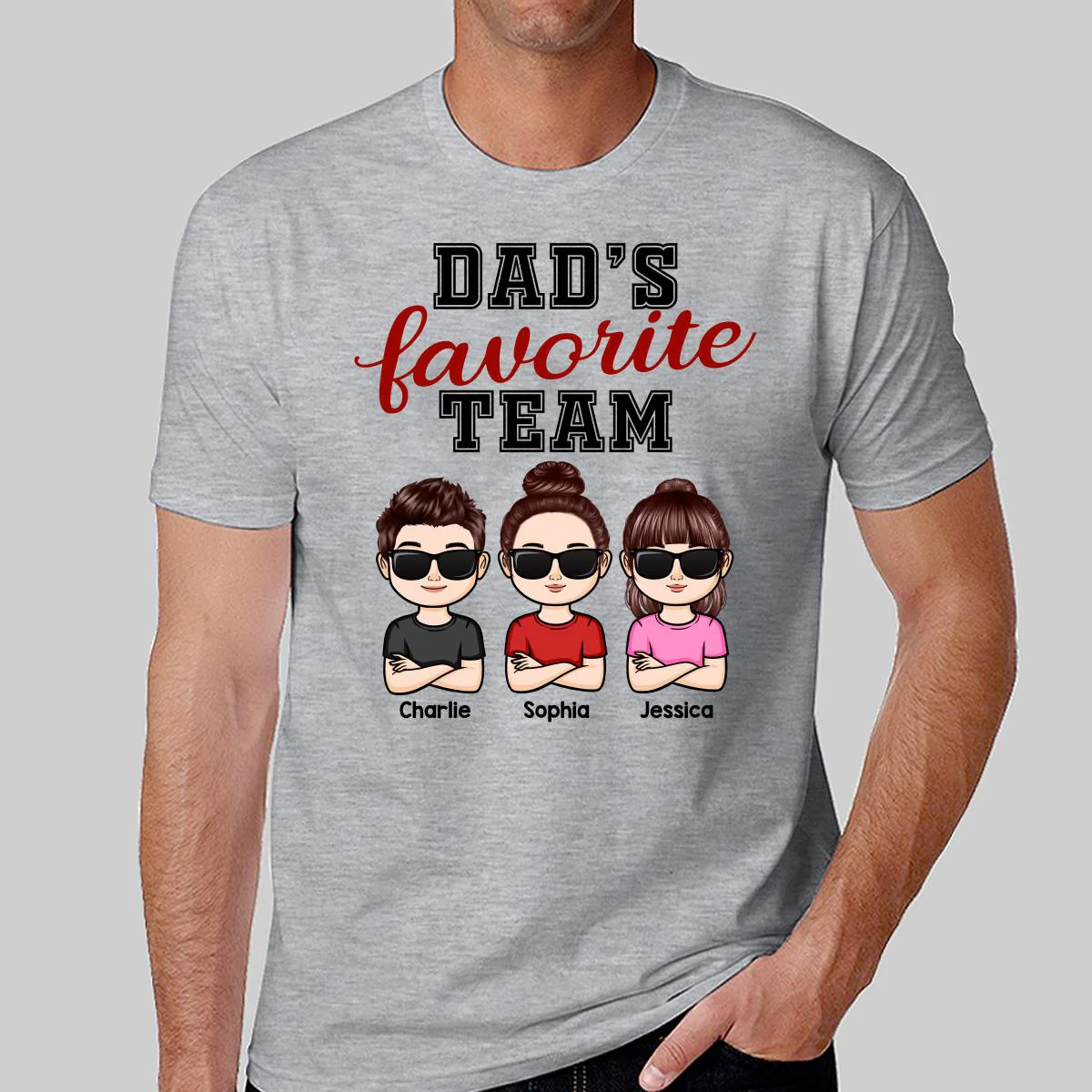 Dad Grandpa Favorite Team Kids Crossed Arm Personalized Shirt - Image 2