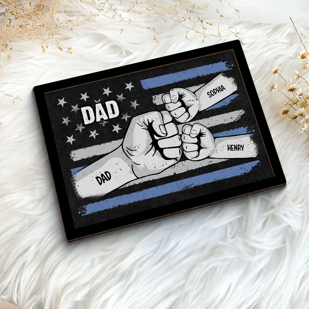Dad Fist Bump Nation Flag Personalized 2-Layered Wooden Plaque, Gift For Dad, For Husband - Image 6