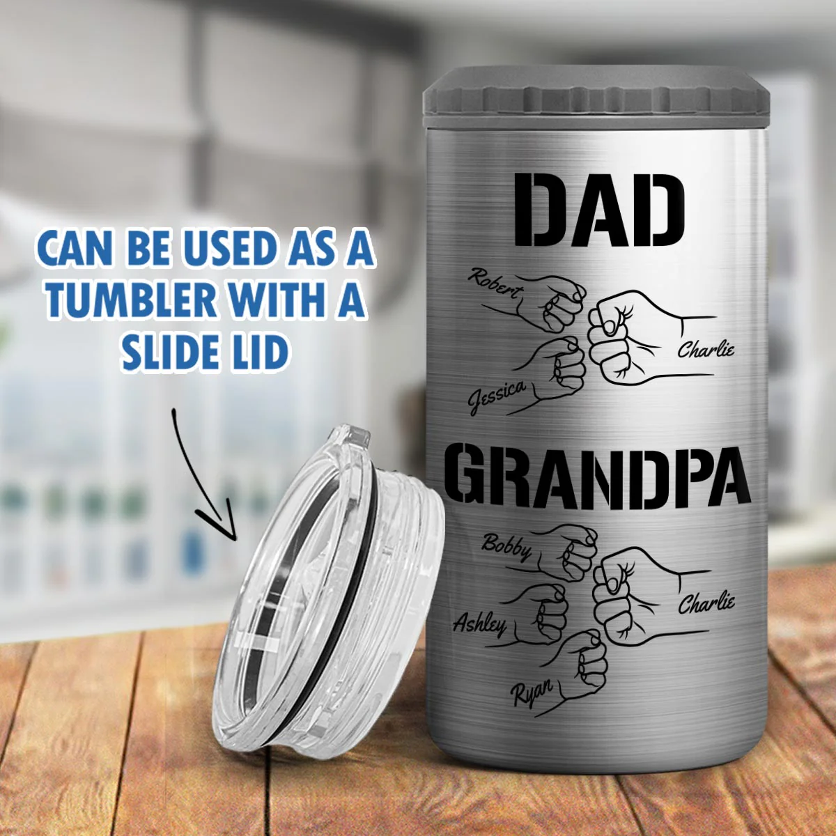 Dad Grandpa Fist Bump Personalized Can Cooler| Coolest Father's Day Gift For Grandpa, Dad - Image 11