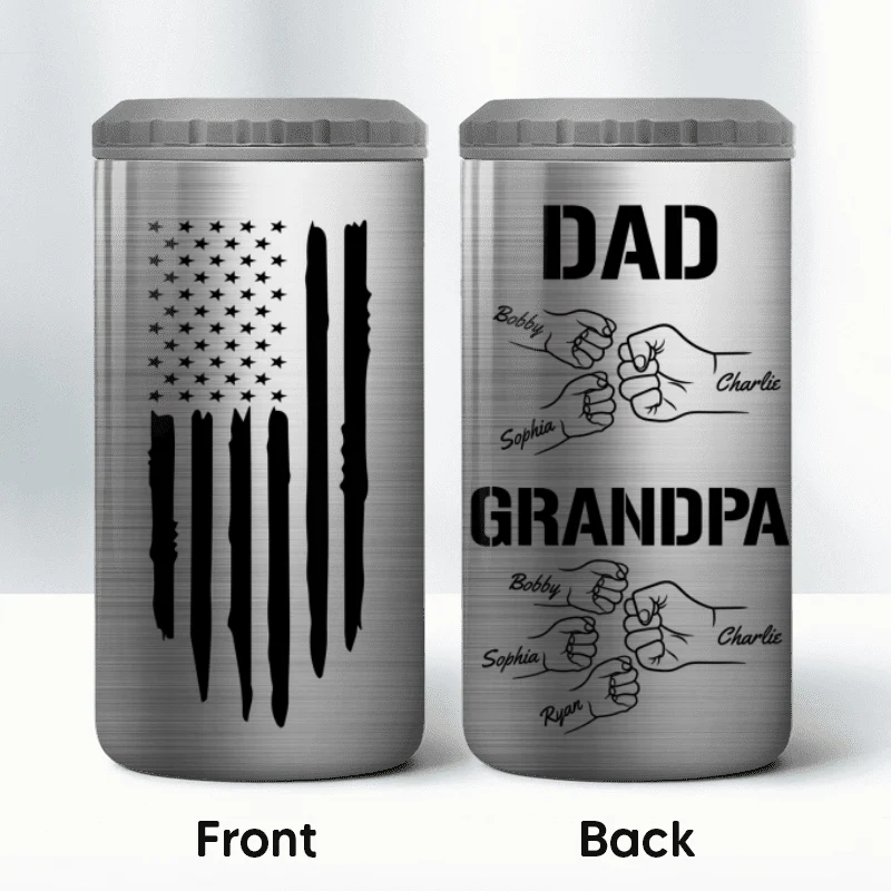 Dad Grandpa Fist Bump Personalized Can Cooler| Coolest Father's Day Gift For Grandpa, Dad - Image 14