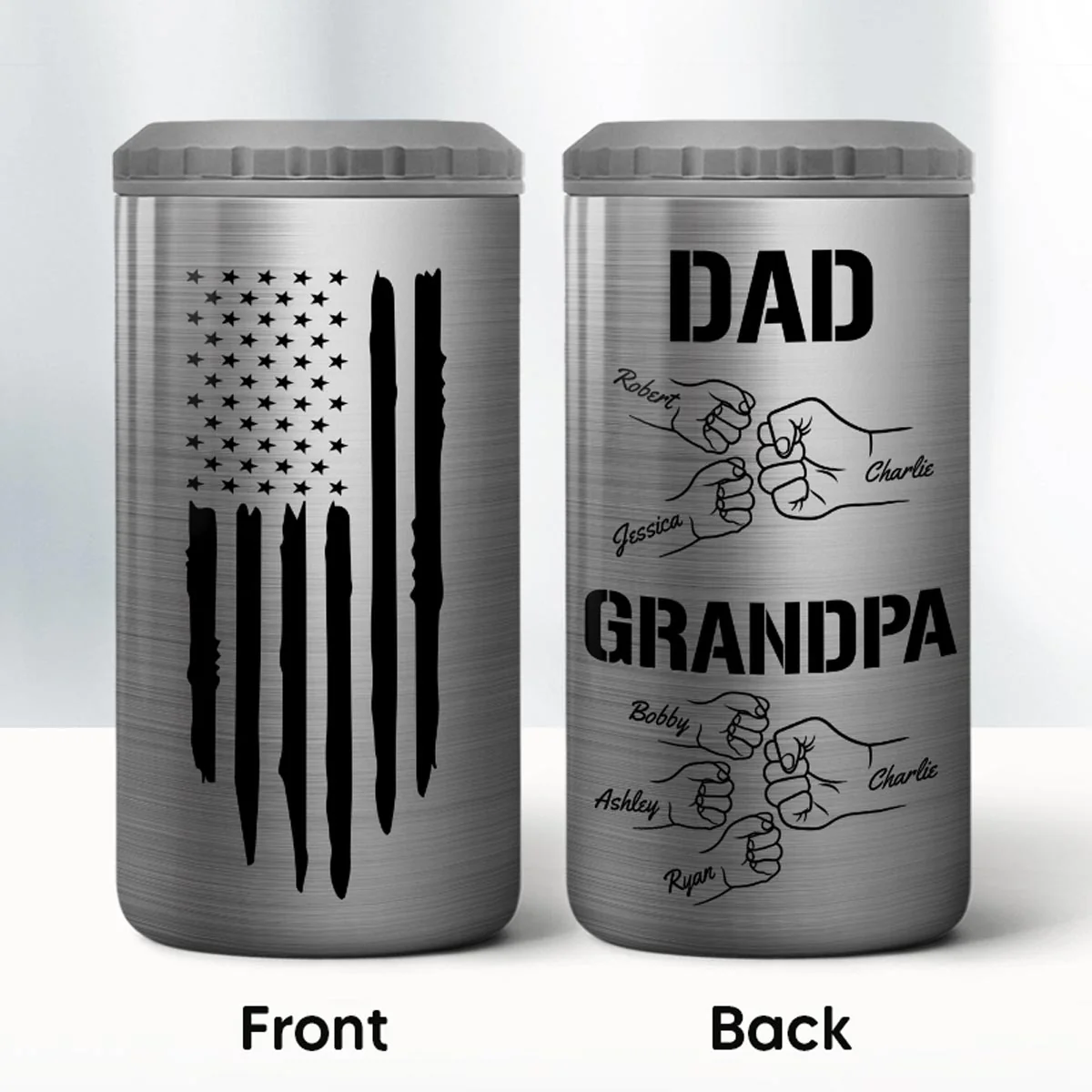 Dad Grandpa Fist Bump Personalized Can Cooler| Coolest Father's Day Gift For Grandpa, Dad - Image 2