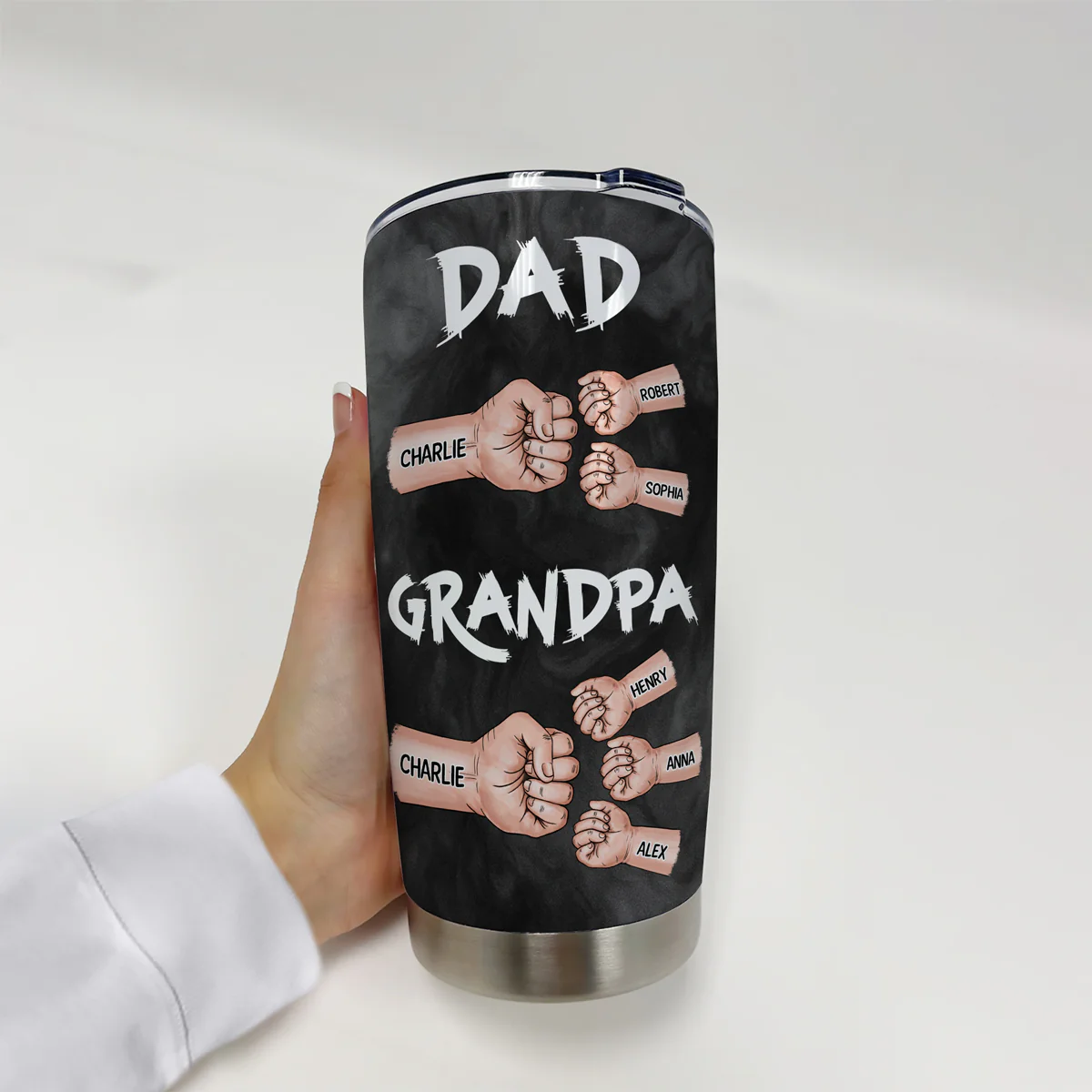 Dad Grandpa Fist Bump Personalized Tumbler, Gift For Dad, Grandpa - Image 4