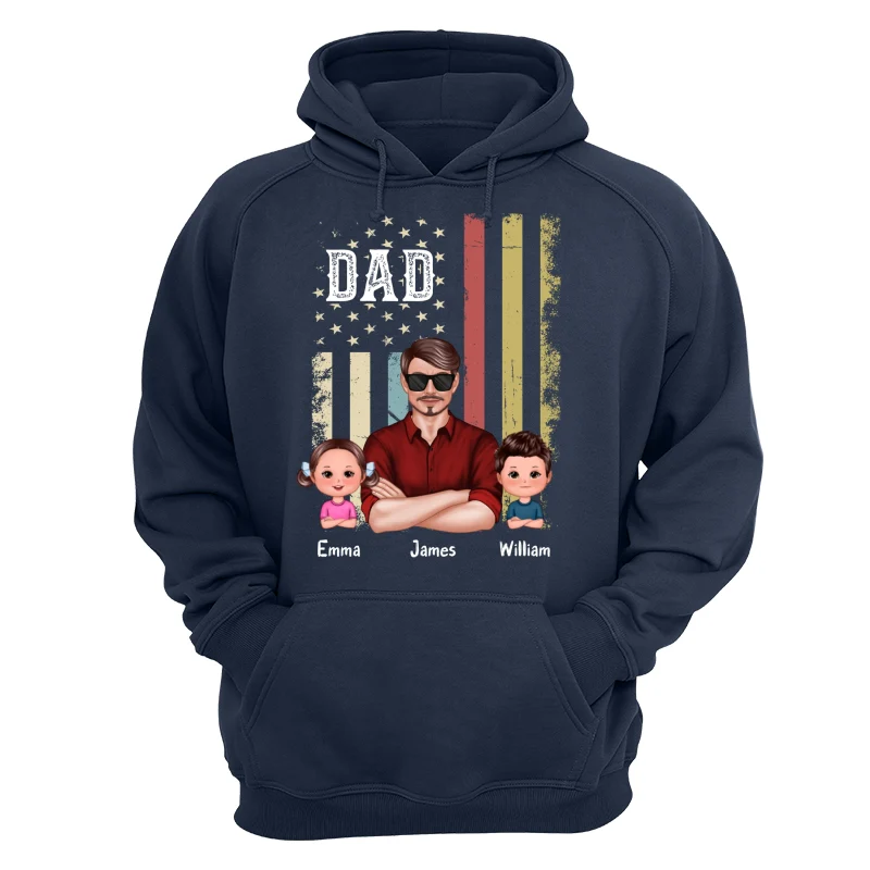 Dad Grandpa Flag Man & Doll Kids Personalized Shirt - Image 13