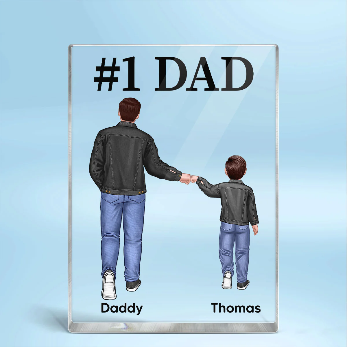 Dad Grandpa Kids Punch Hand Personalized Vertical Rectangle Acrylic Block Plaque - Image 2
