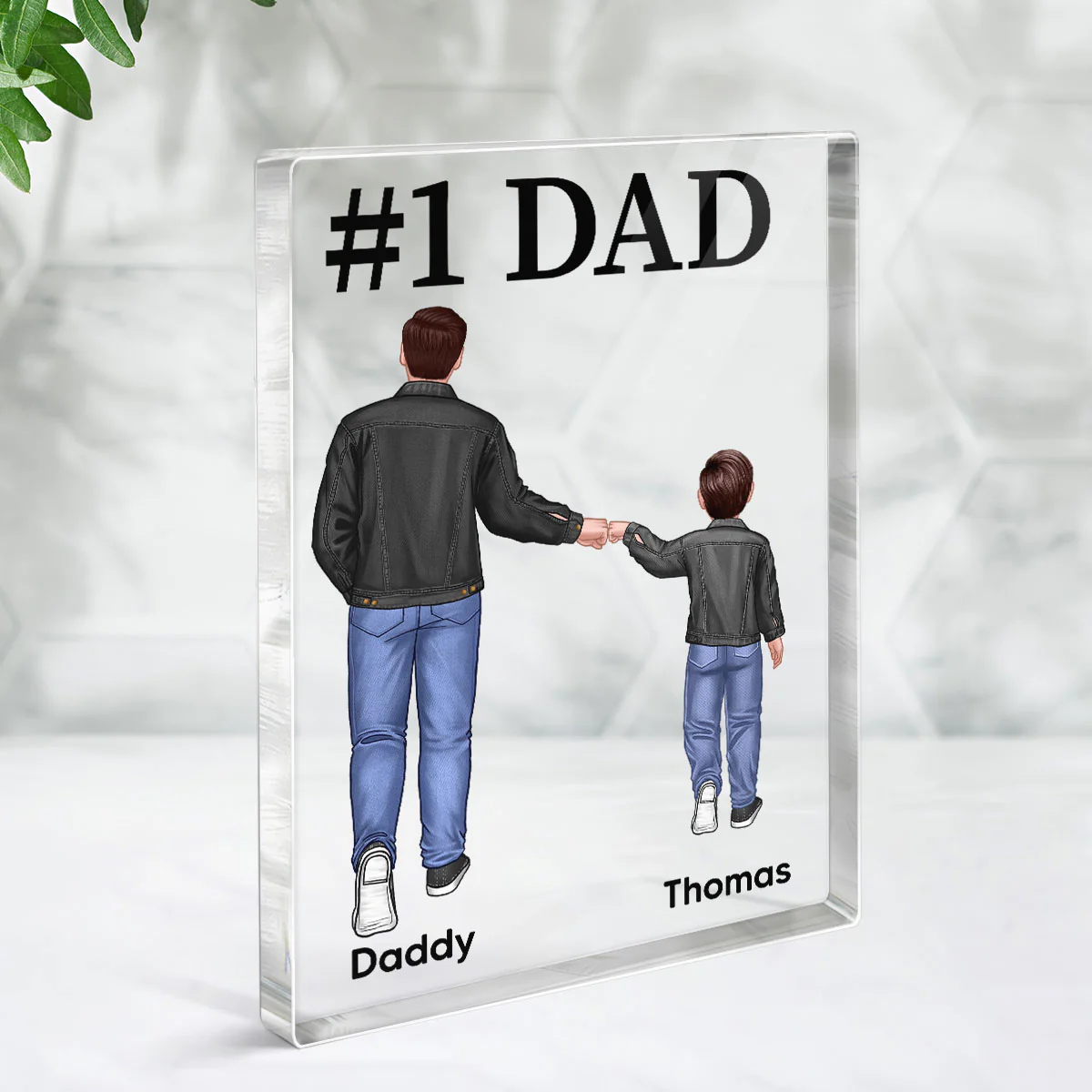 Dad Grandpa Kids Punch Hand Personalized Vertical Rectangle Acrylic Block Plaque - Image 3