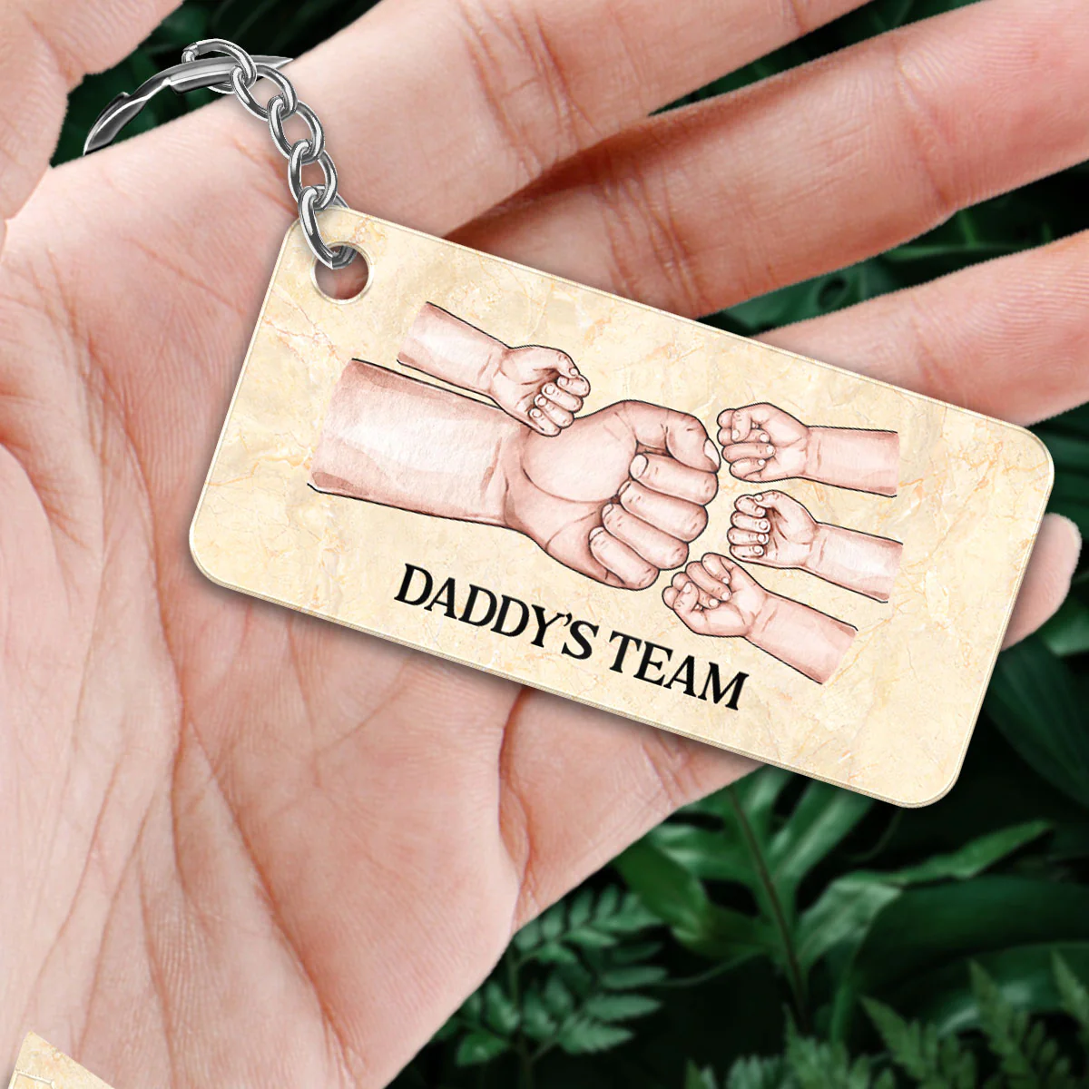 Dad Grandpa Man Kids Fist Bump Personalized Acrylic Keychain - Image 3