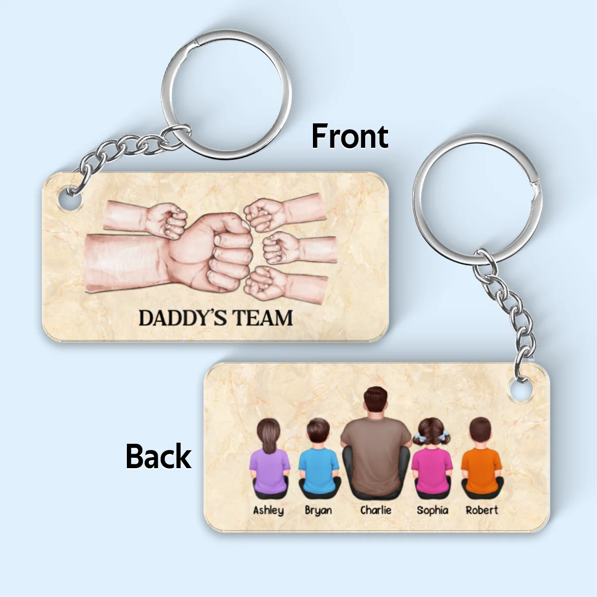 Dad Grandpa Man Kids Fist Bump Personalized Acrylic Keychain - Image 5