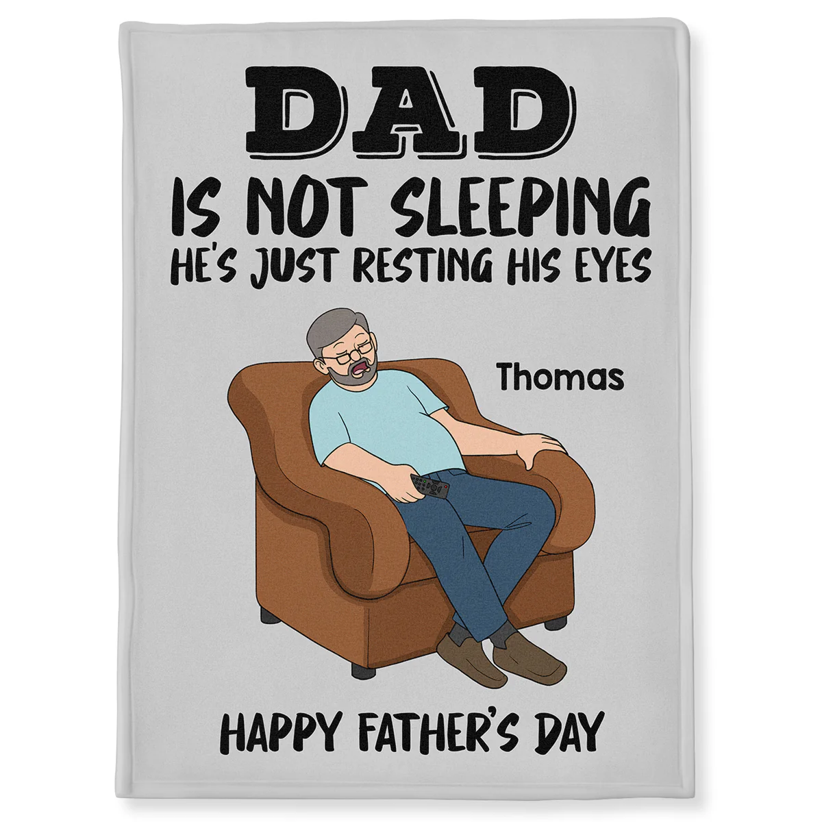 DAD Grandpa Not Sleeping Just Resting His Eyes - Personalized Fleece Blanket - Funny Father's Day Gift For Dad Grandpa - Image 2