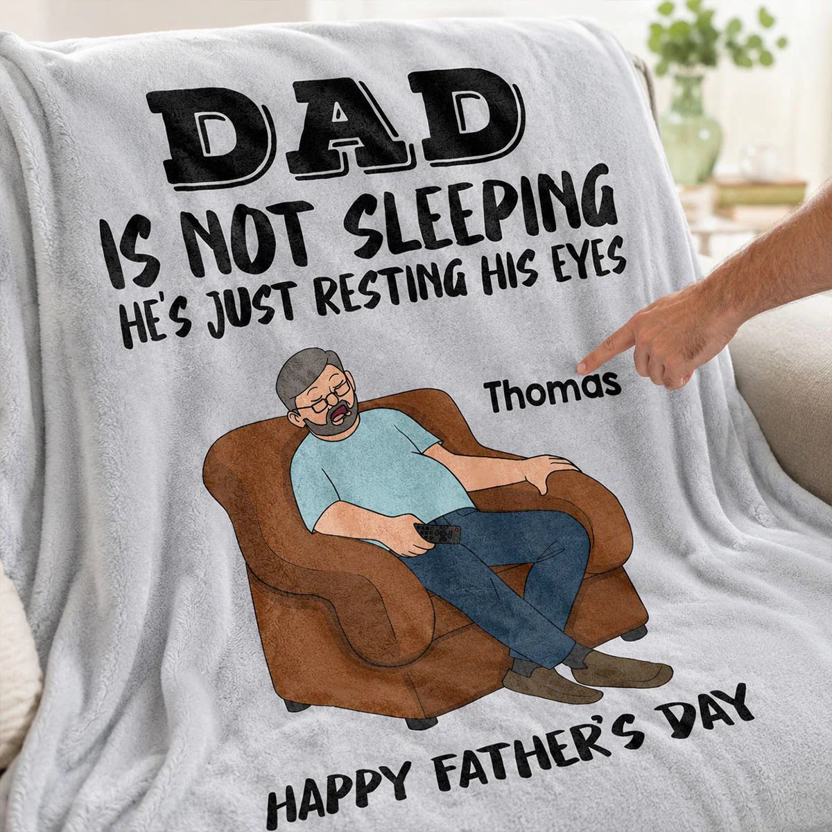 DAD Grandpa Not Sleeping Just Resting His Eyes - Personalized Fleece Blanket - Funny Father's Day Gift For Dad Grandpa - Image 7