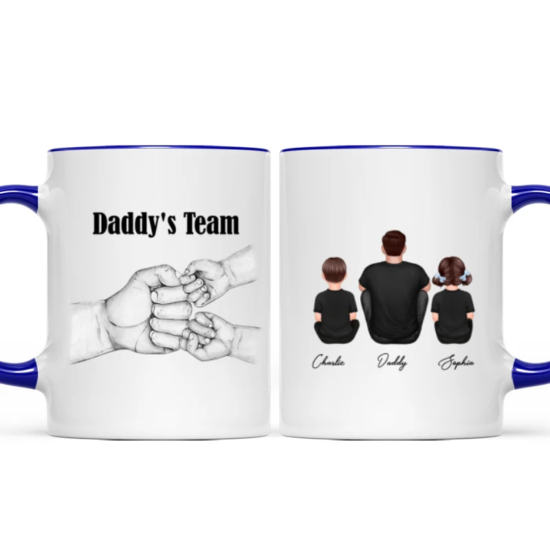 Dad Grandpa Team Fist Bump Sitting Back View Personalized Mug, Unique Father's Day Gift for Dad, Gift for Husband - Image 10