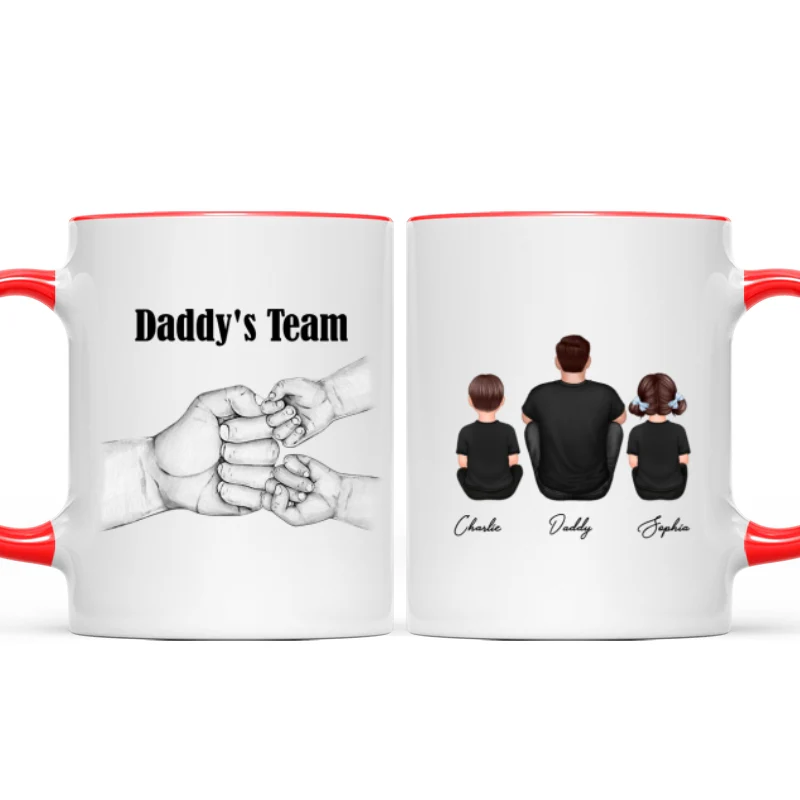 Dad Grandpa Team Fist Bump Sitting Back View Personalized Mug, Unique Father's Day Gift for Dad, Gift for Husband - Image 11