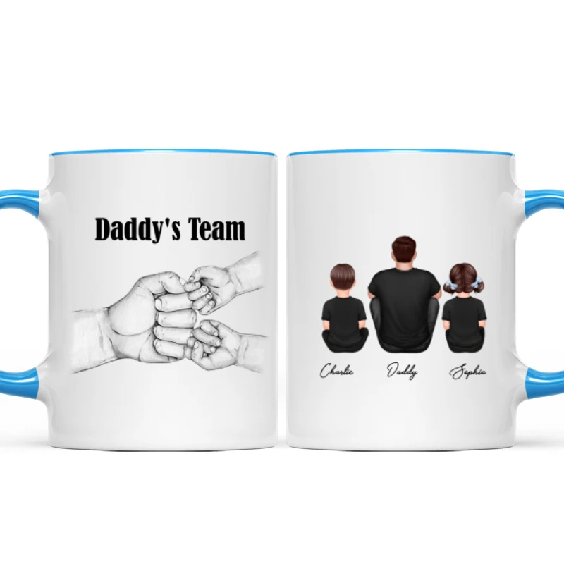 Dad Grandpa Team Fist Bump Sitting Back View Personalized Mug, Unique Father's Day Gift for Dad, Gift for Husband - Image 12