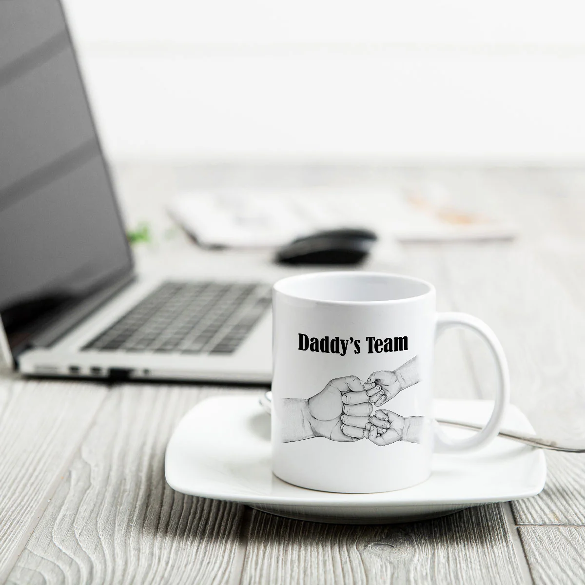 Dad Grandpa Team Fist Bump Sitting Back View Personalized Mug, Unique Father's Day Gift for Dad, Gift for Husband - Image 4