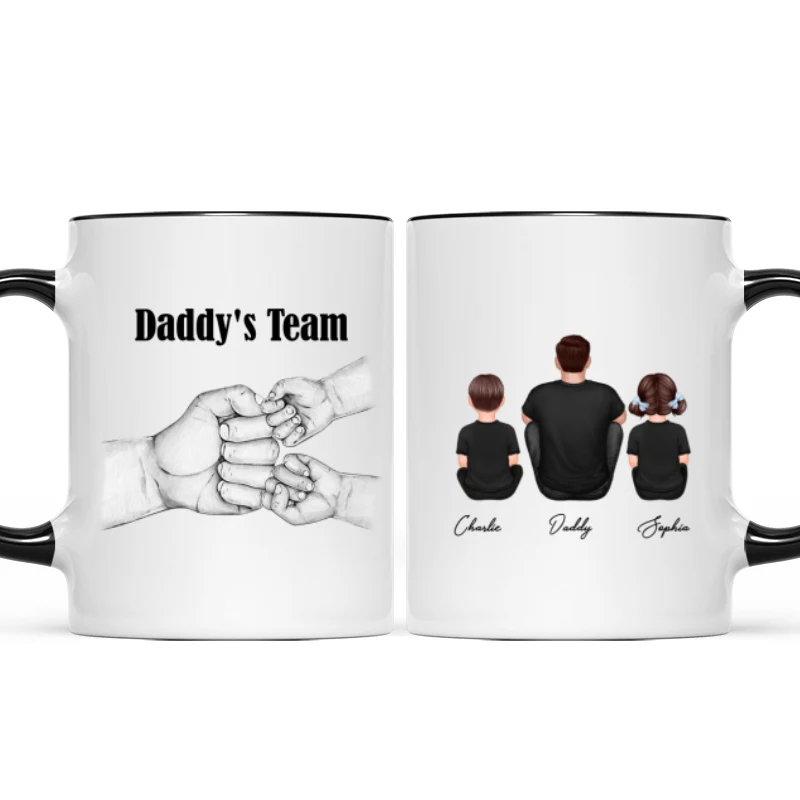 Dad Grandpa Team Fist Bump Sitting Back View Personalized Mug, Unique Father's Day Gift for Dad, Gift for Husband - Image 9