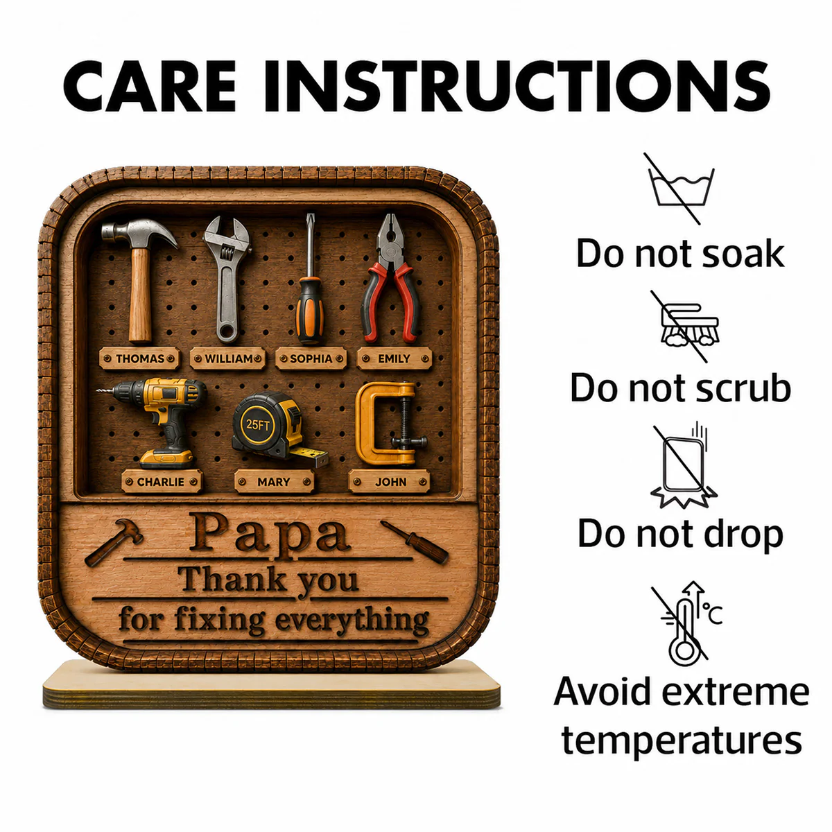 Dad Grandpa Tool Box - Personalized 2-Layered Wooden Plaque -  Gift For Dad, Husband - Image 9