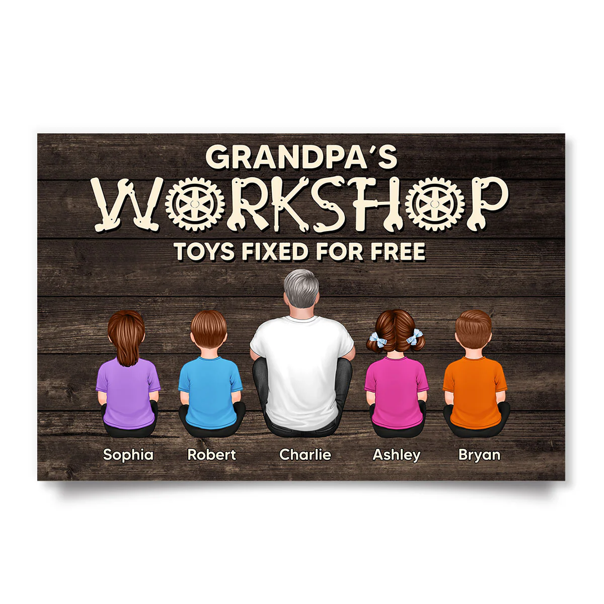 Dad Grandpa Workshop Garage Sitting Back View Personalized Poster, Meaningful Father's Day Gift for Dad, Gift for Husband - Image 2
