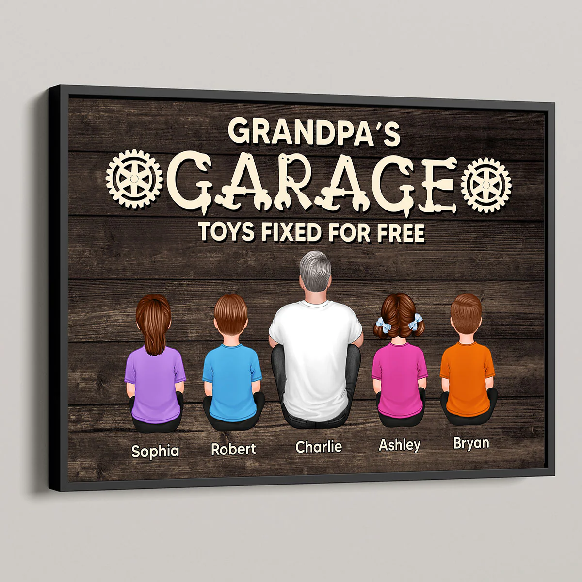 Dad Grandpa Workshop Garage Sitting Back View Personalized Poster, Meaningful Father's Day Gift for Dad, Gift for Husband - Image 5