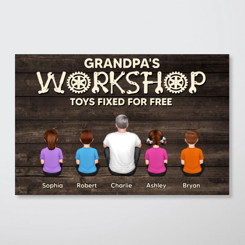 Dad Grandpa Workshop Garage Sitting Back View Personalized Poster, Meaningful Father's Day Gift for Dad, Gift for Husband - Image 8
