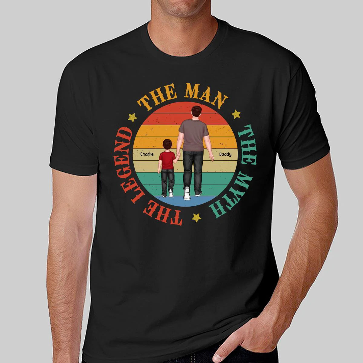Dad Granpa Back View The Man The Myth The Legend Personalized Shirt - Image 2