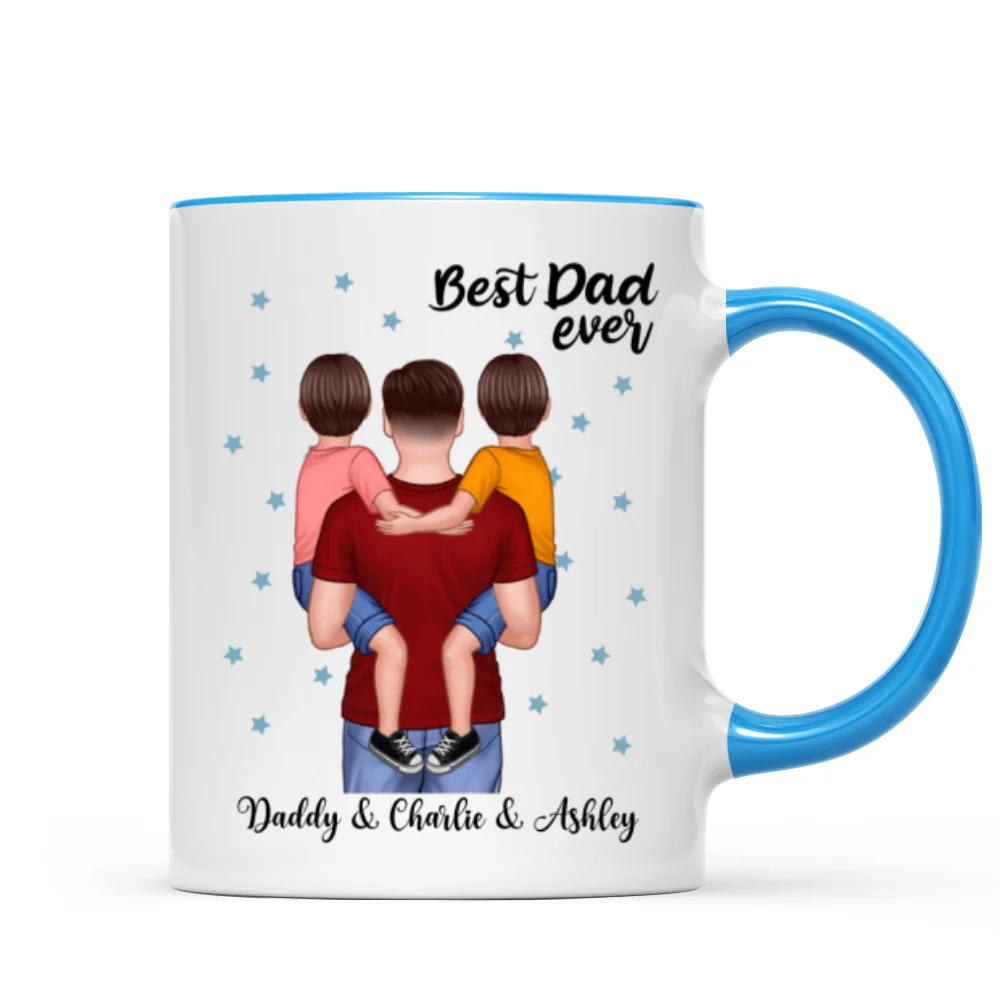 Dad Holding Kids Blue Stars Father‘s Day Gift Personalized Mug - Image 8