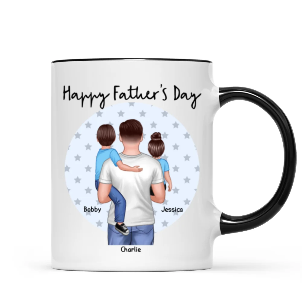 Dad Holding Kids Star Circle Personalized Mug - Image 5