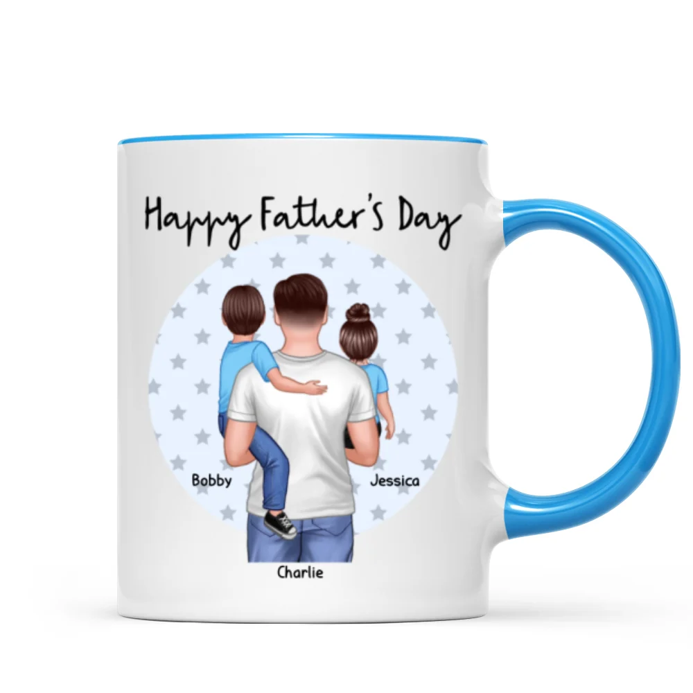 Dad Holding Kids Star Circle Personalized Mug - Image 8