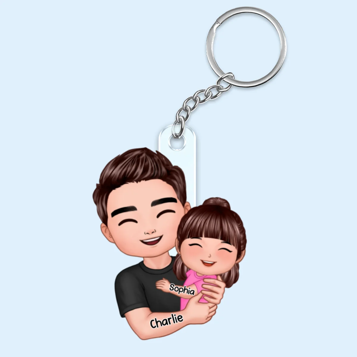 Dad Hugging Kid Personalized Acrylic Keychain - Image 5