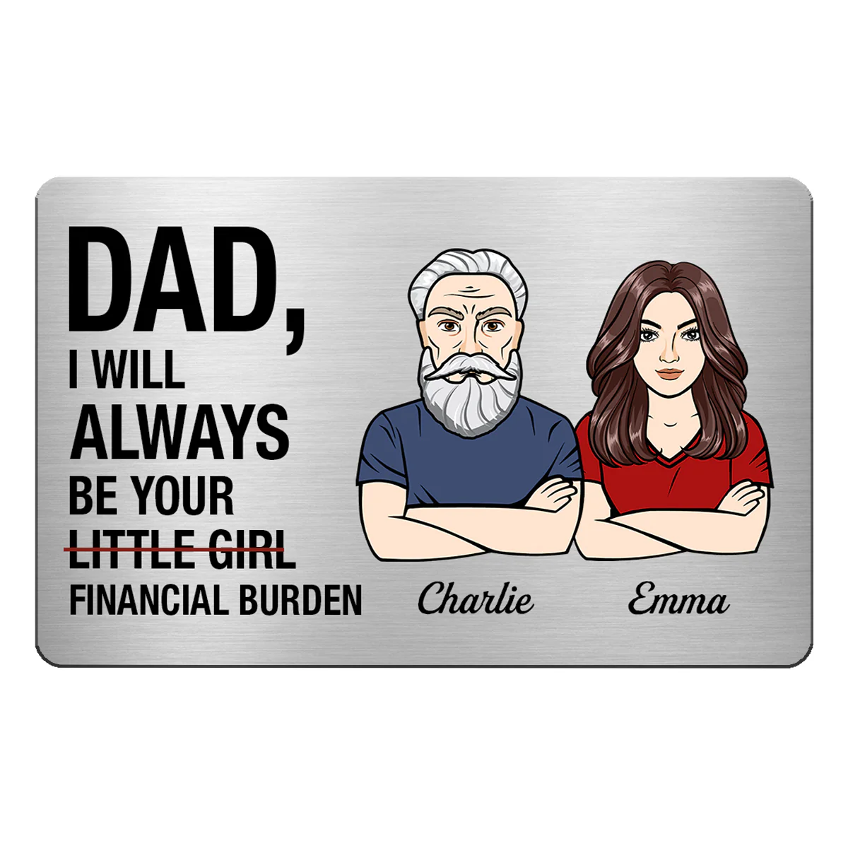 Dad I Will Always Be Your Financial Burden Man Woman Personalized Metal Wallet Card - Image 2