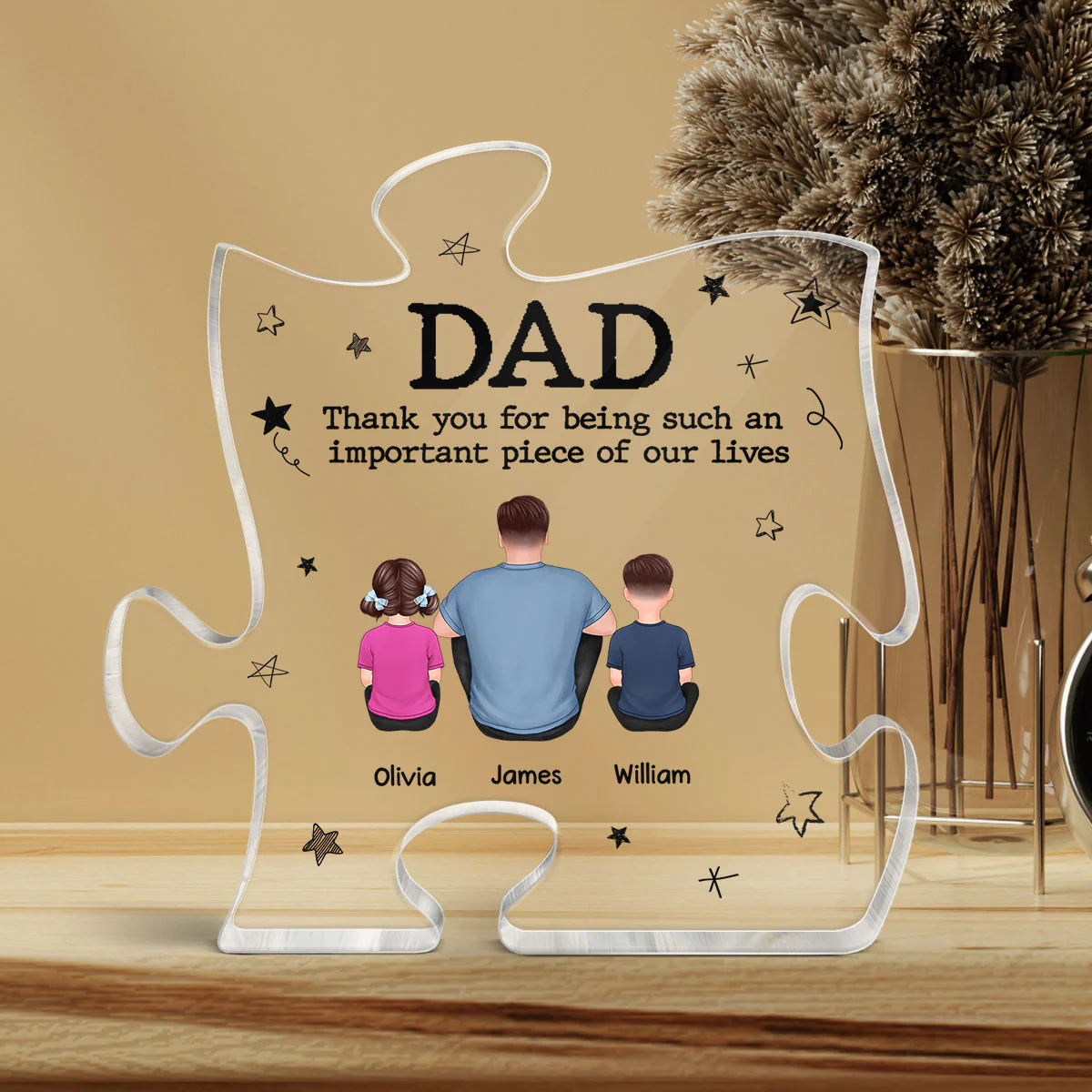 Dad Important Piece Of Our Lives Personalized Puzzle Acrylic Plaque