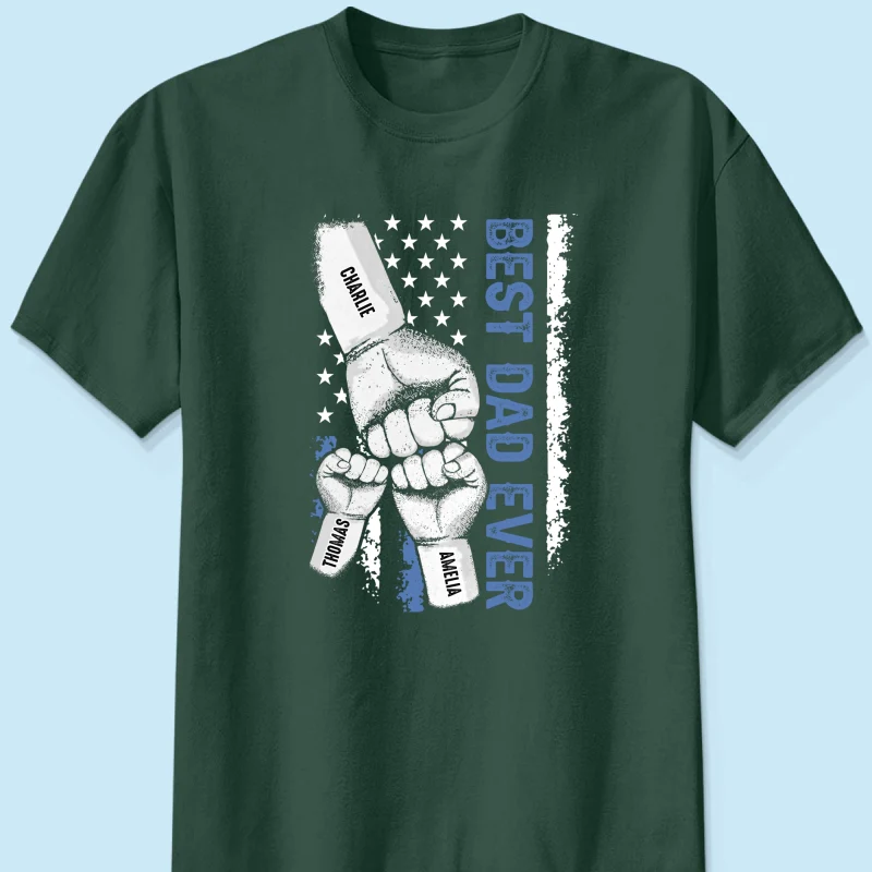 Dad & Kids Fist Bump Nation Flag - Personalized Shirt - Heartfelt Gift For Dad, Husband - Image 11