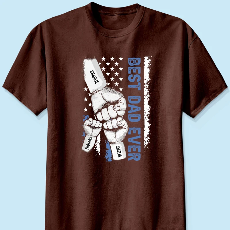 Dad & Kids Fist Bump Nation Flag - Personalized Shirt - Heartfelt Gift For Dad, Husband - Image 12