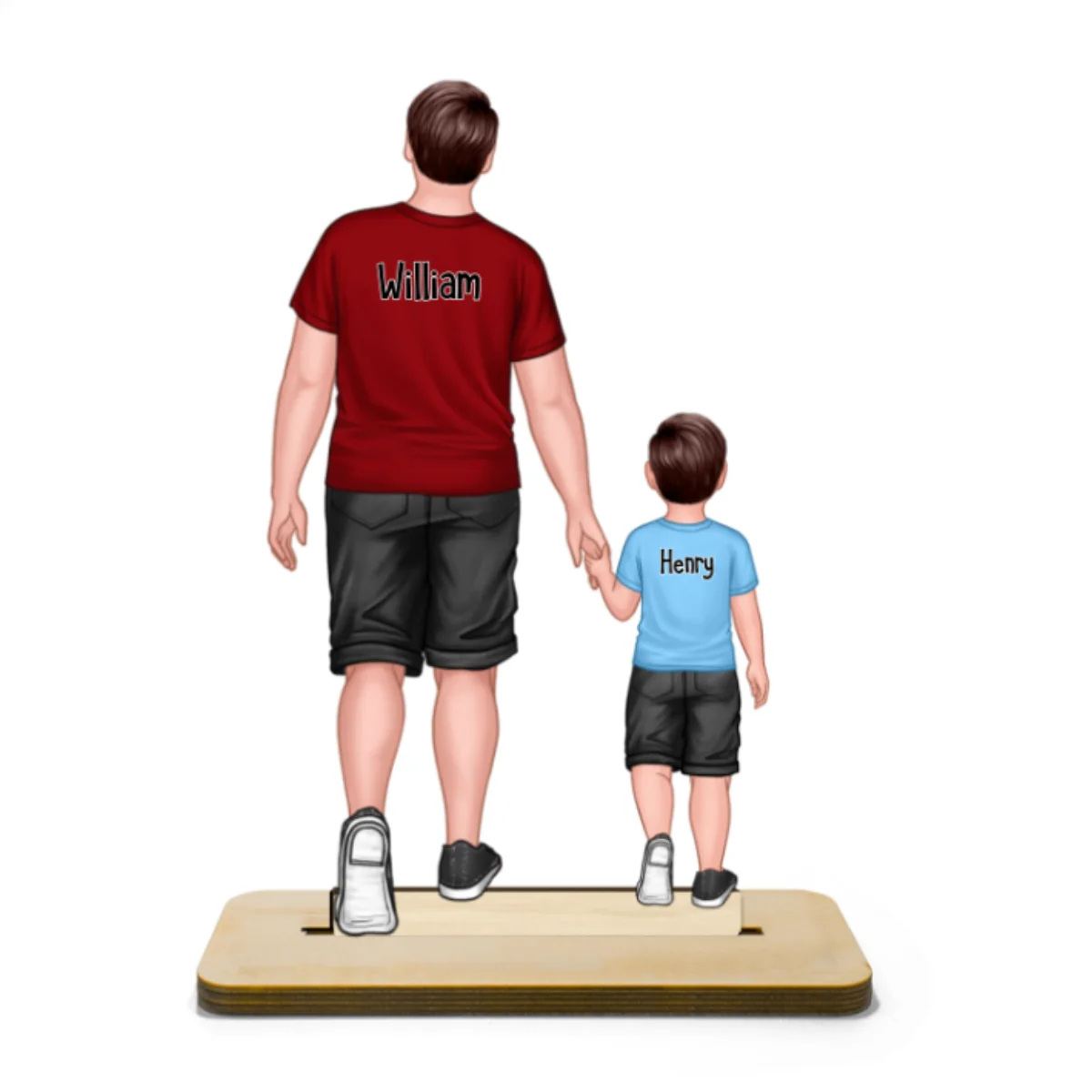 Dad & Kids Walking Back View Gift For Dad Personalized Standing Wooden Plaque - Image 8