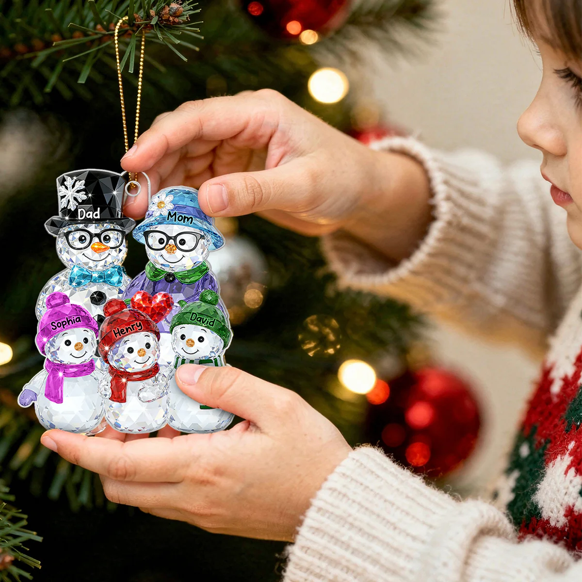 Dad Mom And Kids Pattern Crystal - Personalized Acrylic Ornament - Heartwarming Christmas Gift For Family - Image 10