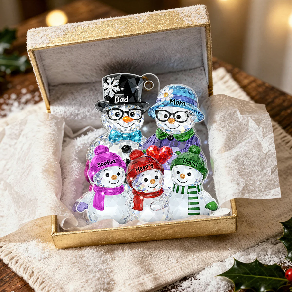 Dad Mom And Kids Pattern Crystal - Personalized Acrylic Ornament - Heartwarming Christmas Gift For Family - Image 11