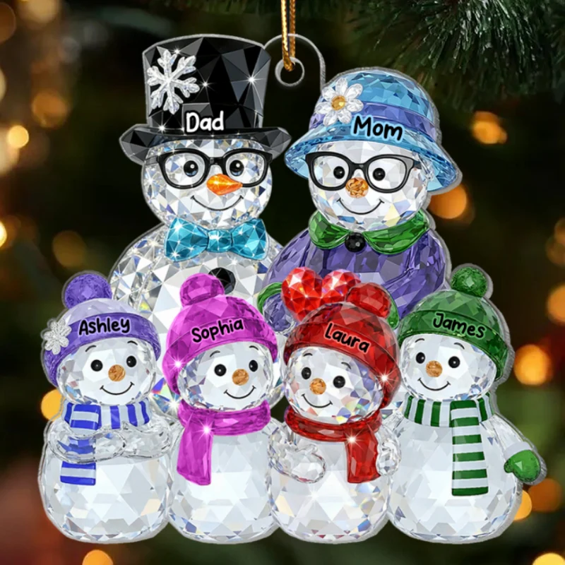 Dad Mom And Kids Pattern Crystal - Personalized Acrylic Ornament - Heartwarming Christmas Gift For Family - Image 13