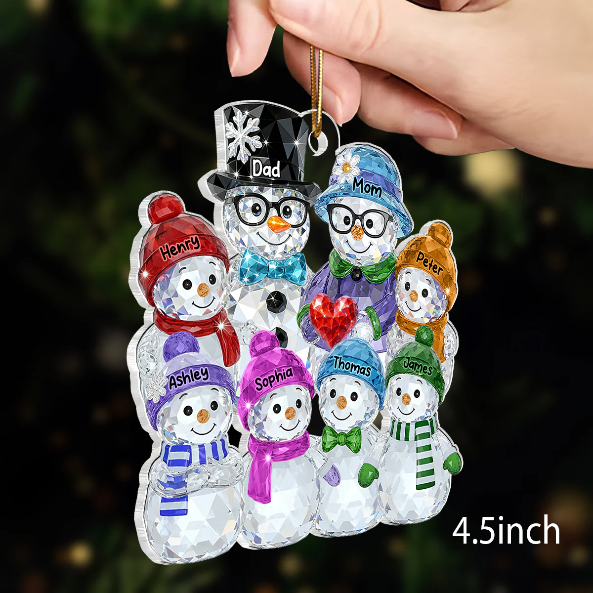 Dad Mom And Kids Pattern Crystal - Personalized Acrylic Ornament - Heartwarming Christmas Gift For Family - Image 2